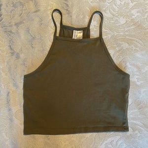 Army green cropped tank
